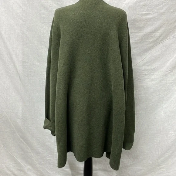 J Crew long cardigan wrap sweater in olive green, 100% cotton, size large - Picture 5 of 7
